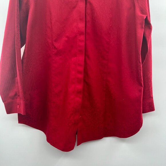 Chico's Women's Button Up Cheetah Print Top Red Long Sleeve Size 12/14 - Picture 3 of 9